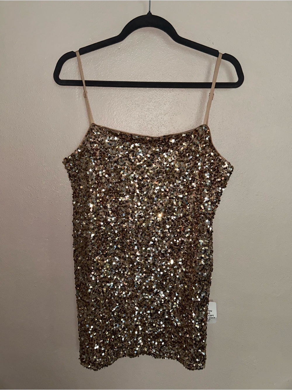 ASOS Gold Sequin Mini Slip Dress